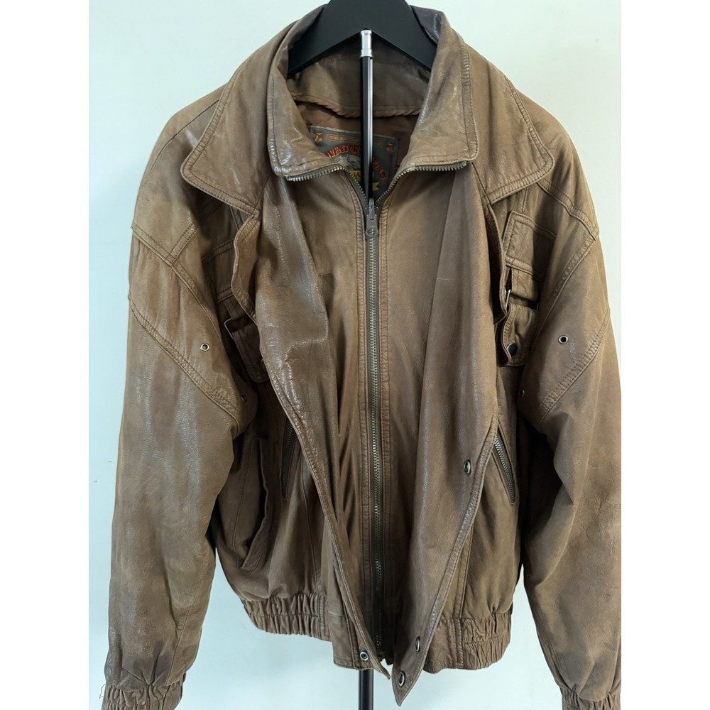 Vintage Wilsons Adventure Bound leather bomber jacket Men L Brown Insulated Zip - Picture 7 of 12
